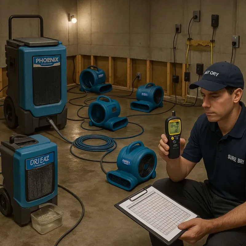 Structural Drying and Dehumidification process in Piney, AR